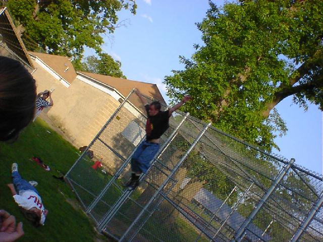 And he jumps off!
